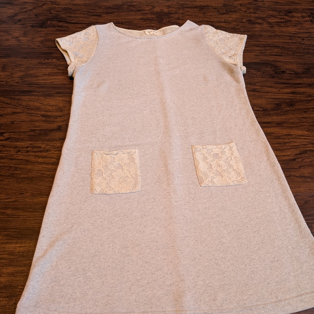 Beige Dress with Lace Accents